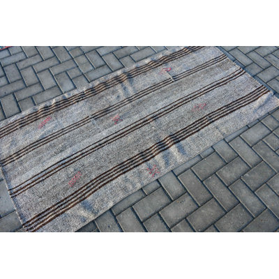 Chemin de table kilim turc tissé à la main en laine rayée pour une touche bohème à votre couloir ou à votre espace avec un design textile unique