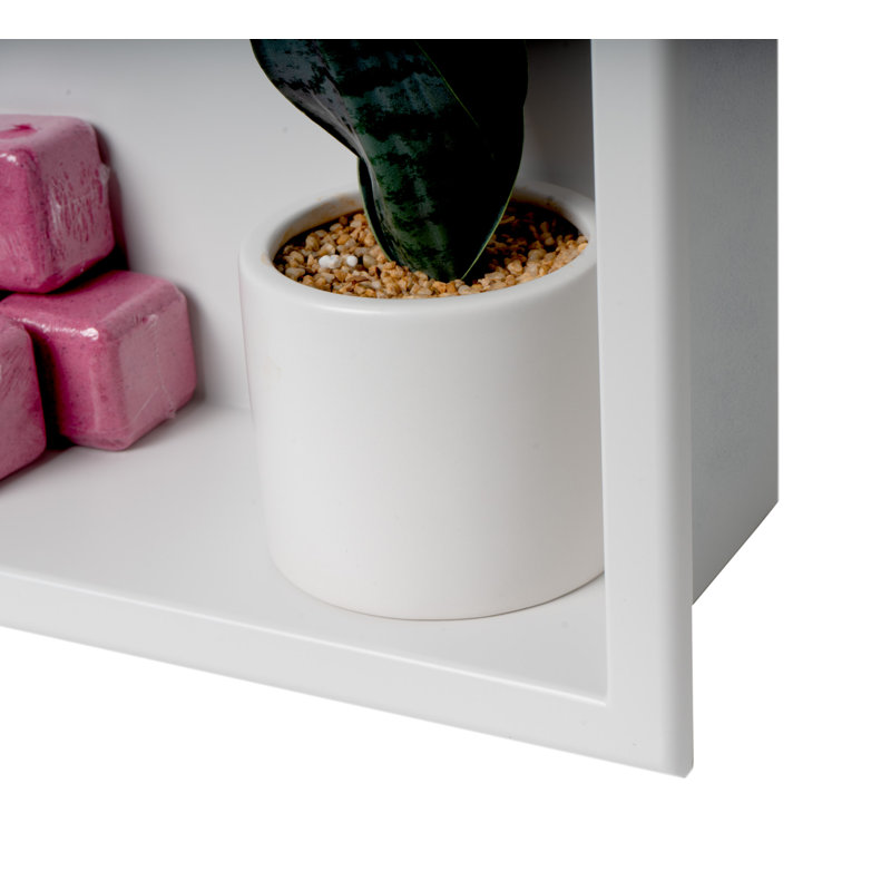 Adhesive Stainless Steel Shower Shelf, White Matte