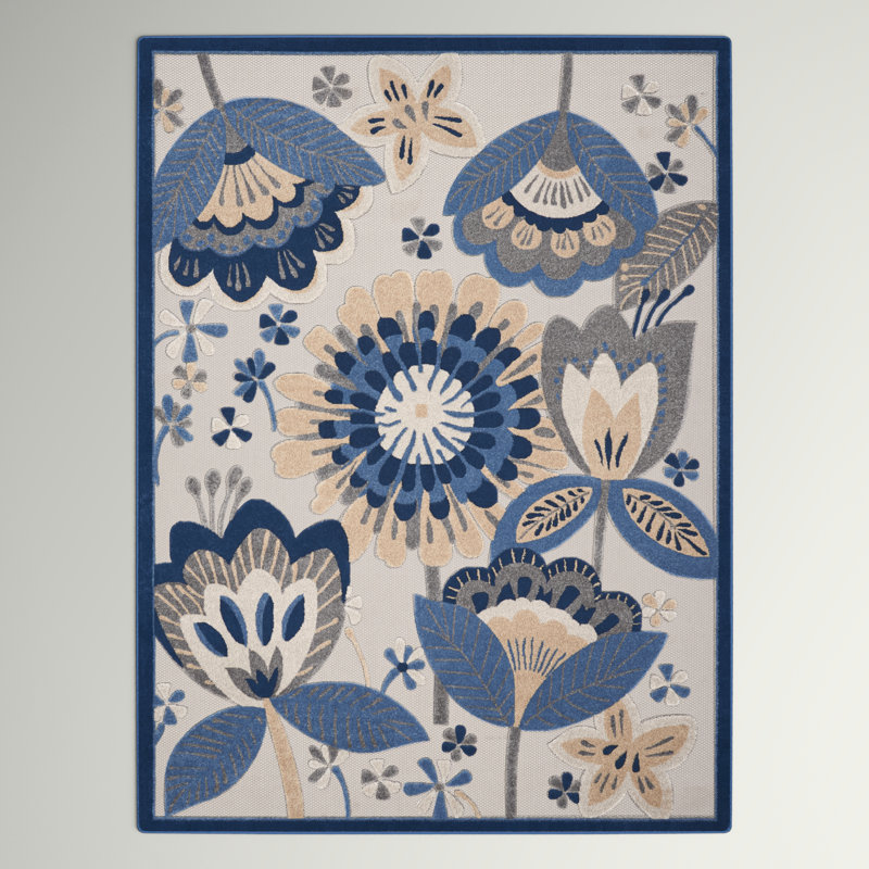 Adamo Floral Indoor / Outdoor Rug, Rectangle 5'3" x 7'5"