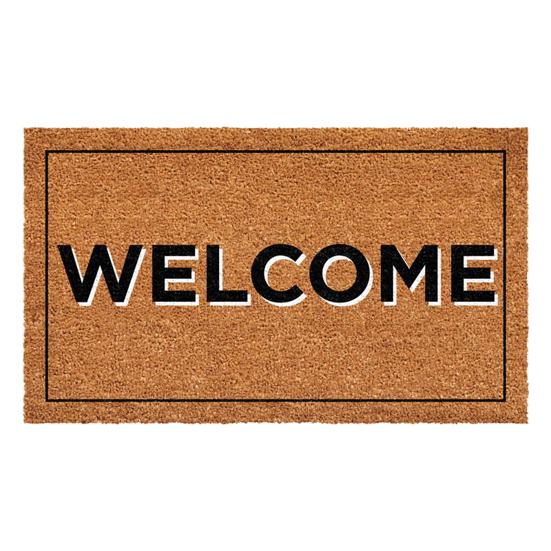 Tapis de porte d'extérieur antidérapant Welcome with Border, L 17 po x L 29 po