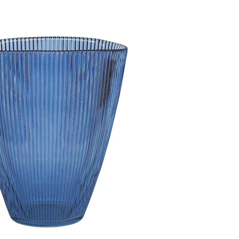  Recycled Glass Ribbed Table Vase, Navy