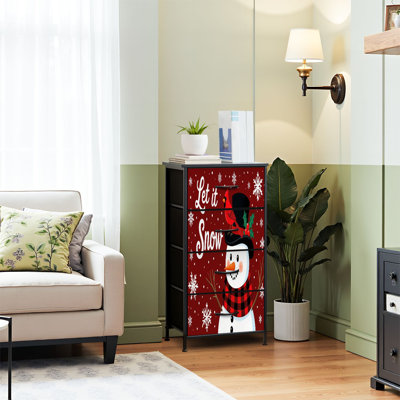 Commode pour commode de chambre à coucher pour garde-robe festive bonhomme de neige écharpe rouge Cardinal chapeau Let It Snow Commodes et commodes en tissu
