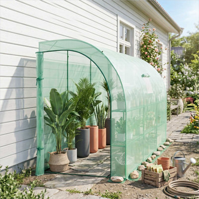 Housse en PE verte et serre en acier pour l'extérieur avec tablettes, 46,5 po x 23,2 po x 33 po