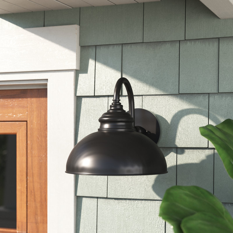 Luminaire de grange d'extérieur Arryonna, Noir impérial, H 11,25 po x l 12 po x P 14 po