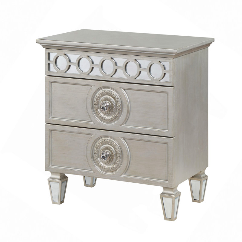 Silver 2-Drawer Nightstand