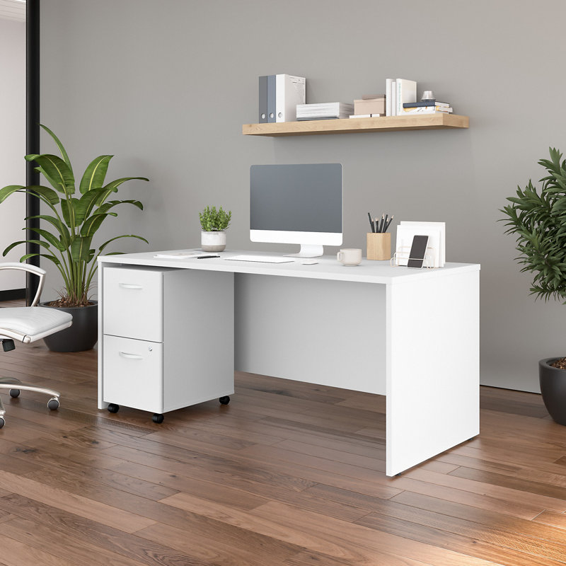 Ensemble de bureau 3 pièces pour bureau en L 66 W Office 500 Collection, Blanc