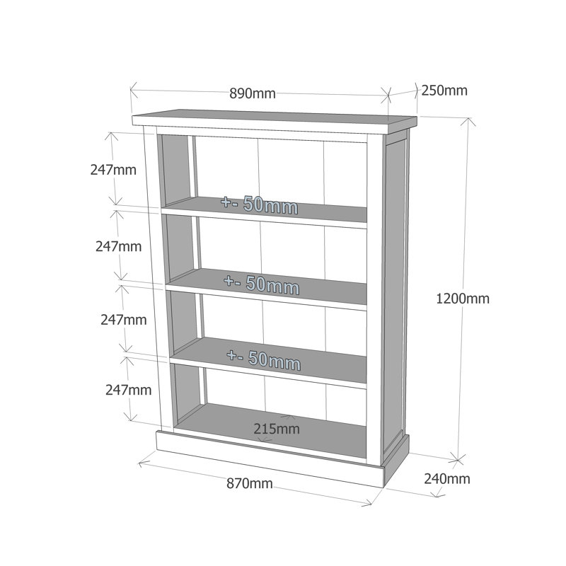 Middendorf 120cm H Standard Bookcase, 120cm H x 89cm W x 25cm D
