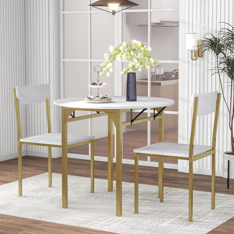 2 - Person Faux Marble Top Four Leg Dining Set