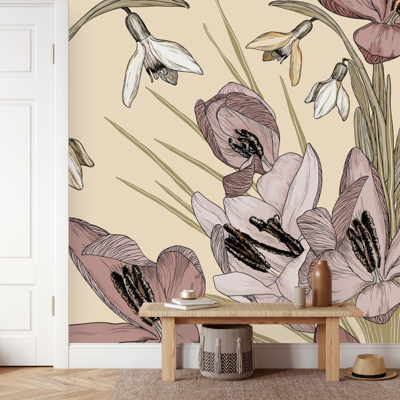 Panneau de papier peint adhésif floral L 8,33 pi x l 100 po Floral, L 8,33 pi x l 100 po