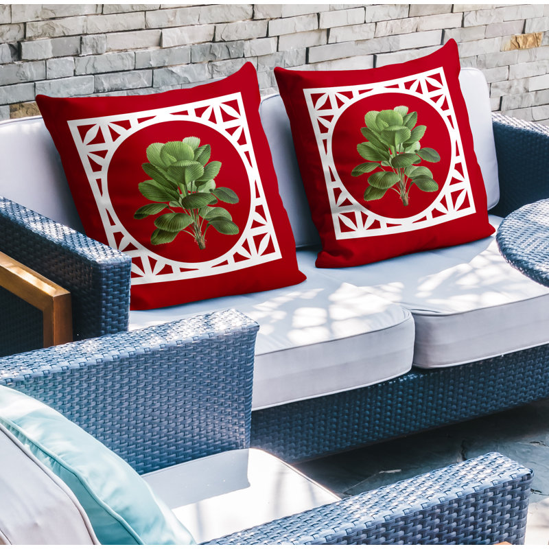 Housse et insert de coussin carré intérieur / extérieur , L 15 po x H 15 po, Rouge