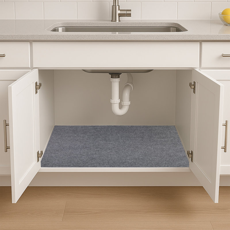 XL Under Sink Mat, Protective Cabinet Liner For Kitchen & Bathroom - Absorbent, Waterproof, Trimmable (24”x59”) (Charcoal) (USA Made)