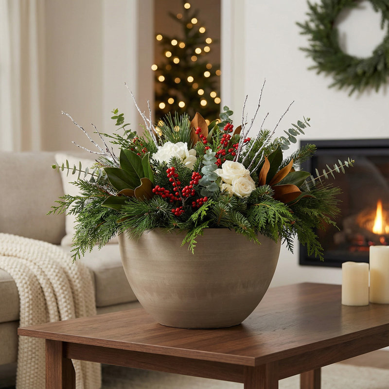 Pot à fleurs en résine Cara, Taupe