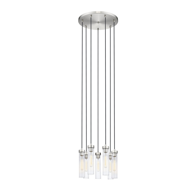 Lustre géométrique à intensité variable 7 lumières Mortola, Nickel brossé