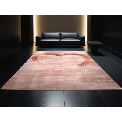Tapis rose moderne et contemporain lavable à la machine Adamek Valentines - reliure rose
