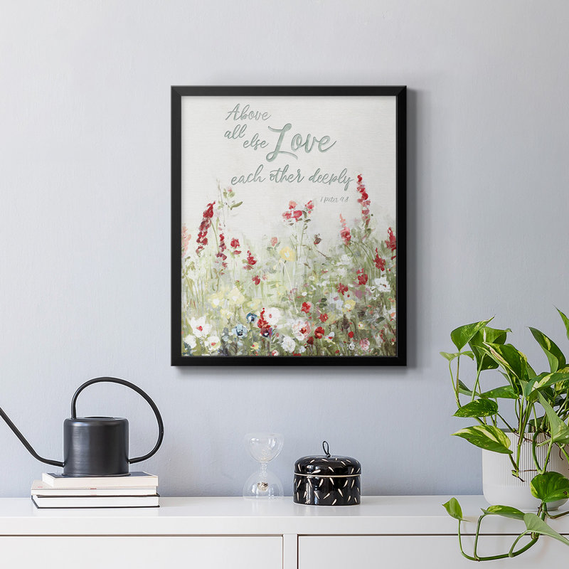 Toile encadrée «Love Meadow» de qualité supérieure - prête à être accrochée, Noir, H 20 po x l 16 po