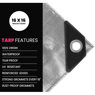 22 Mil Heavy Duty Polyethylene Tarp, Waterproof, UV Resistant