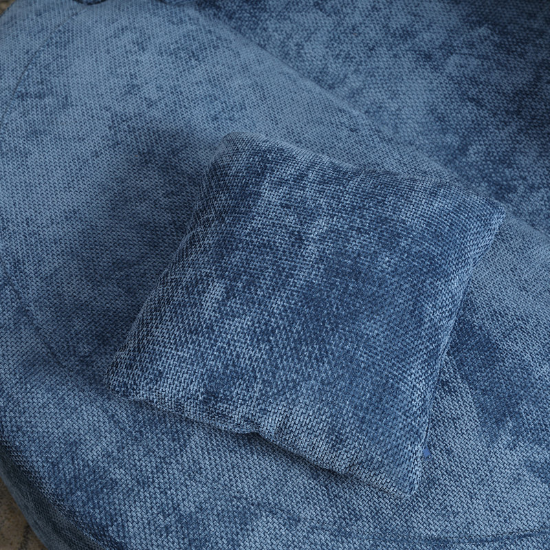 Upholstered Barrel Chair With Ottoman, Blue Chenille