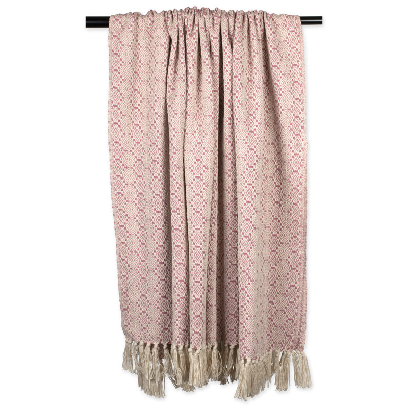 Diamond Stitch Throw Hand Woven Throw Blanket, Rose
