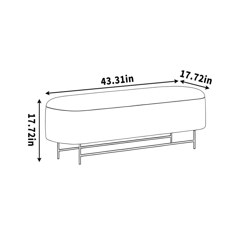 Repose-pieds simple en métal, H 17,72 po x l 43,31 po x P 17,72 po