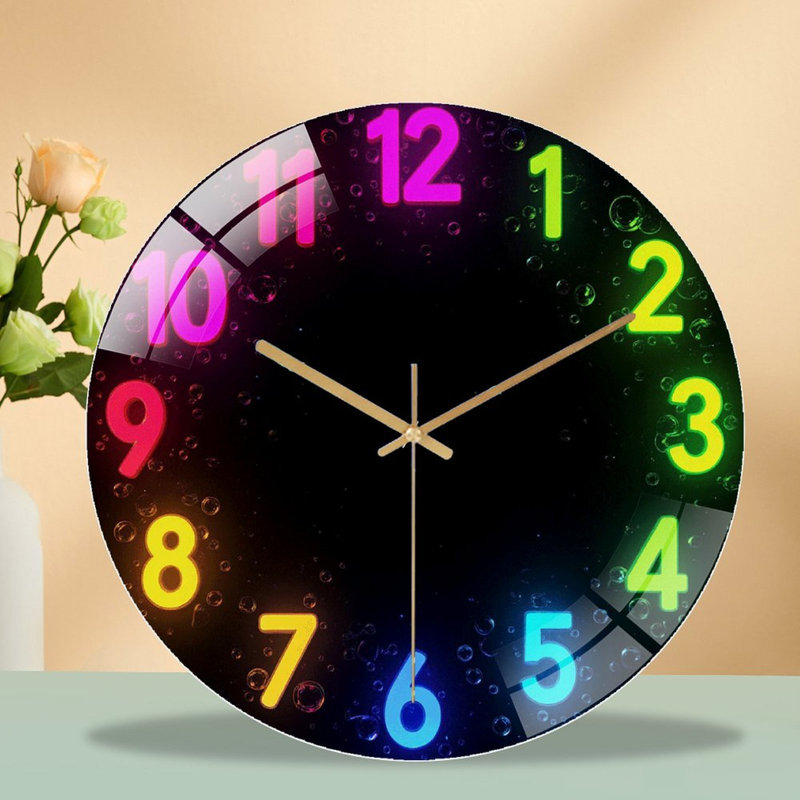 Horloge murale DEL néon pour décoration intérieure - Horloge murale moderne en verre 12 po