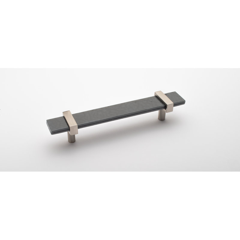 Adjustable 9" Length Bar Pull, 7", Satin NIckel/Slate Gray