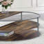 Table basse de style industriel de style industriel avec demi-tablette supérieure et demi-tablette à cadre thermolaqué avec trois tablettes, table de bout à finition grise et noyer - non incluse
