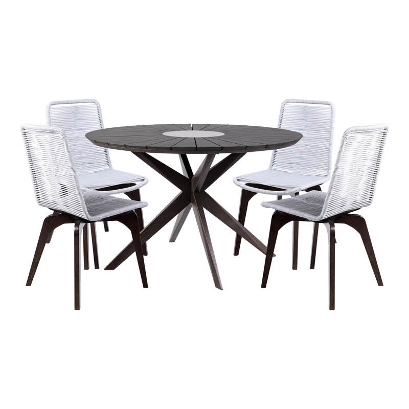 Troutt 4 - Person Wood Patio Dining Set with Round Table
