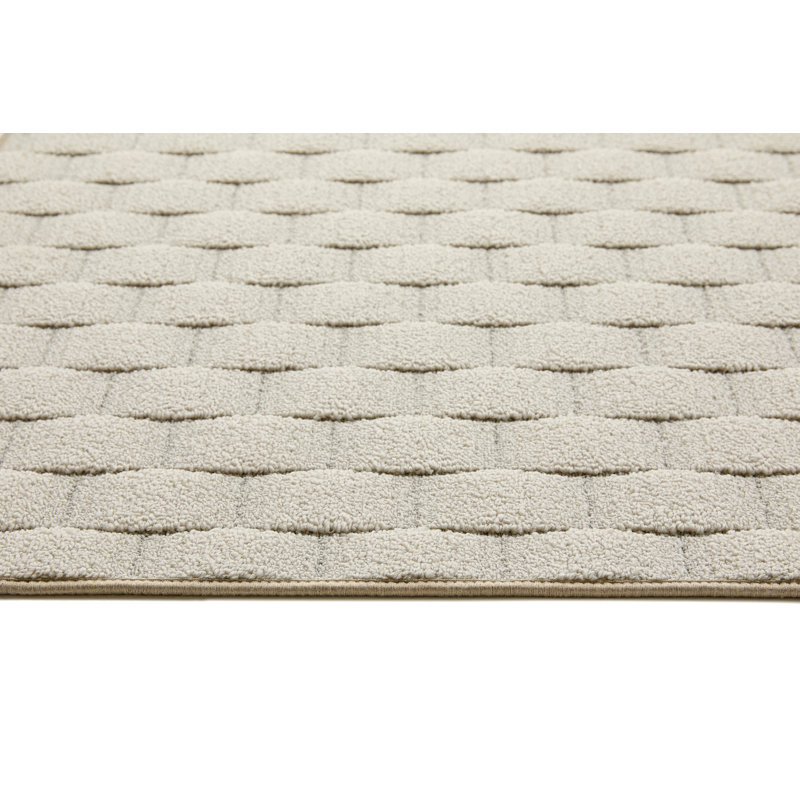 My Mat Sculptured Washable Basketweave Ivory Rug, Rectangle 80 x 120cm