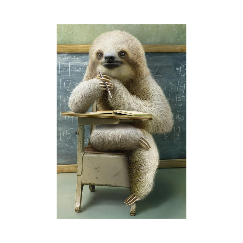Sloth In Class by Adam Lawless - Wrapped Canvas Gallery-Wrapped Canvas Giclée, 20.32 cm H x 30.48 cm W