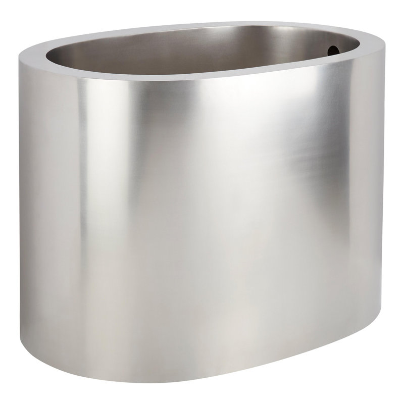 Raksha 48" Stainless Steel Japanese Soaking Tub with Pre-Drilled Overflow Hole - Less Drain