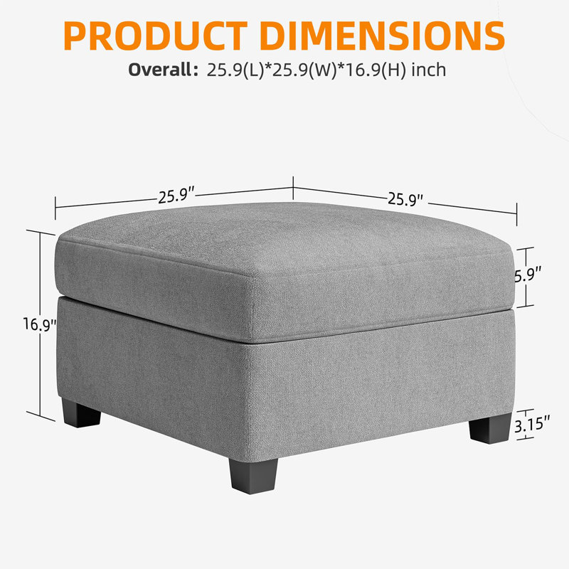 Module de repose-pieds modulaire carré avec rangement Gobinda