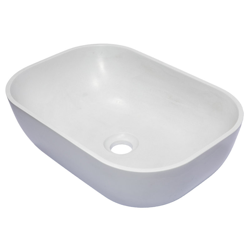 Concrete Rectangular Vessel Bathroom Sink, Light Earthen Gray