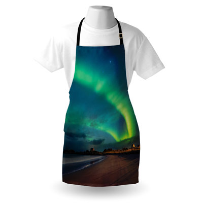 Bungalow Rose Night Ocean Apron Unisex Aurora Borealis Pattern Adult Size Shamrock Green Chocolate