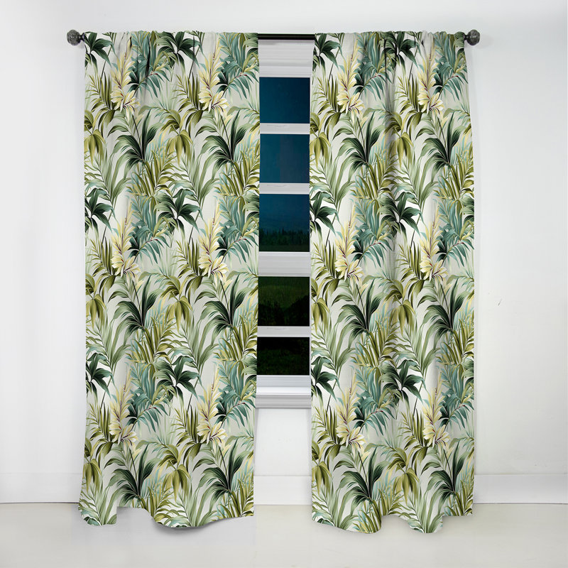 Motif de lignes tropicales - Rideau floral - Rideau occultant floral - 1 panneau, L 52 po x L 90 po