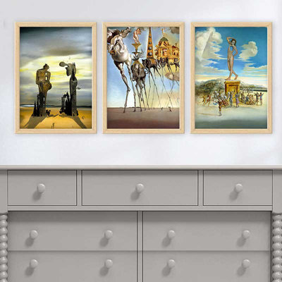 Superbe ensemble de peintures décoratives encadrées (3 pièces) de 21,7 po x 29,5 po chacune | Cadre 100% bois avec polystyrène de 0,8 pouce | Impression numérique UV | Parfait pour la décoration murale de salon, de bureau et de galerie