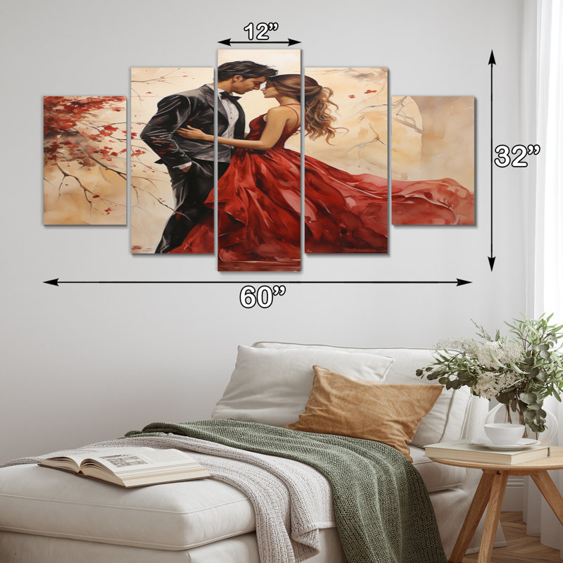 Couple de mariage - Amour éternel - Art mural romantique - 5 panneaux