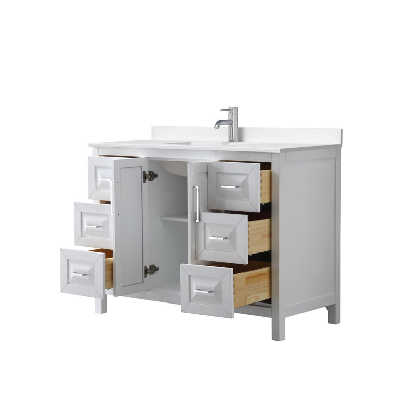 Daria 48'' W Vanity, Giotto Quartz, White, Polished Chrome