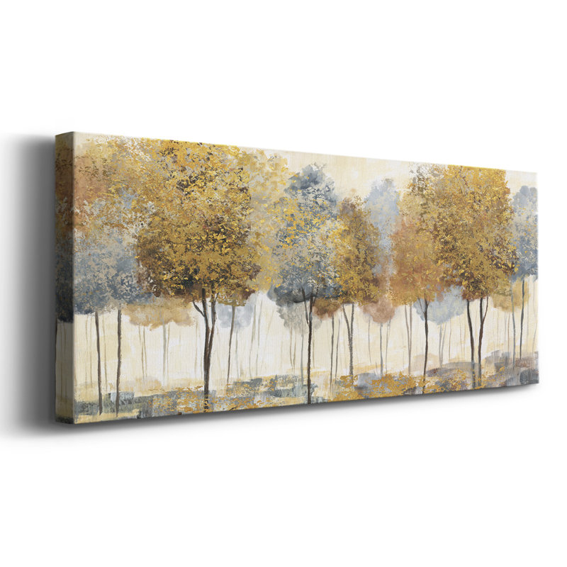 Forêt dorée - Toile tendue avec châssis de qualité supérieure - prête à être accrochée, H 20 po x l 50 po x P 1,5 po