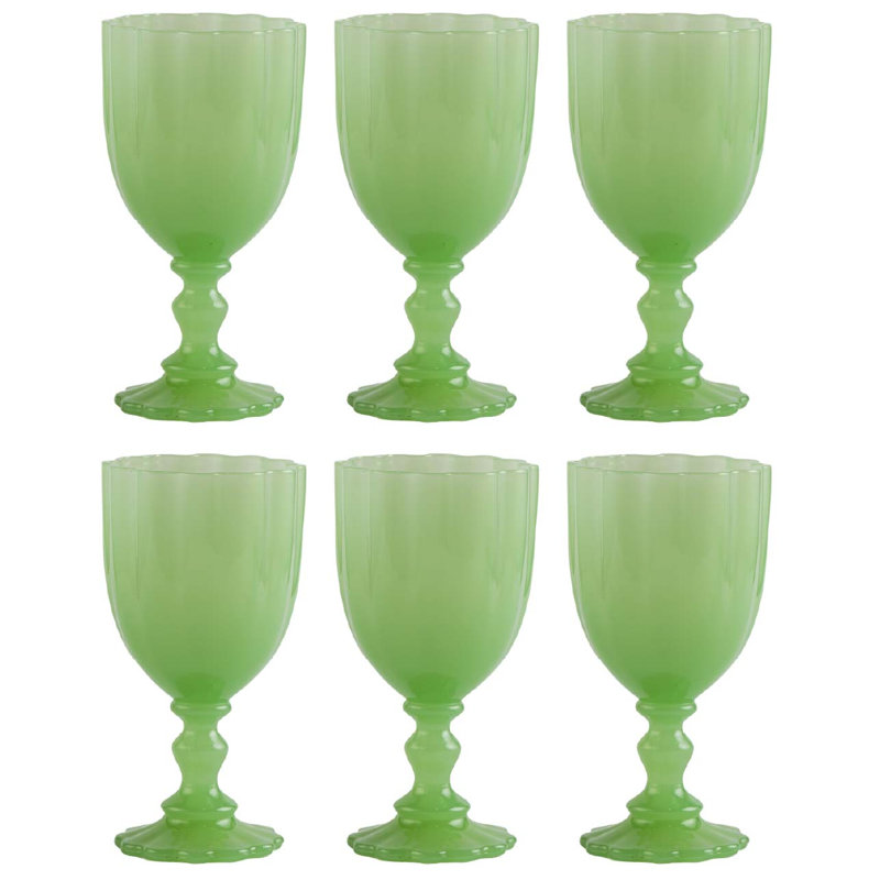 Pressed Green Milk Glass Wine Goblet