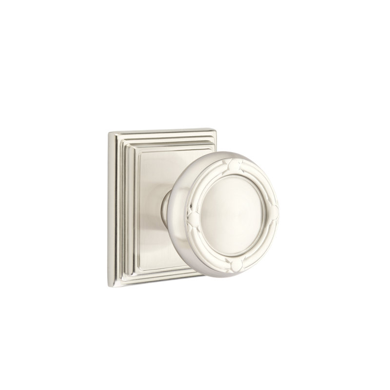Ensemble de boutons d'intimité Emtek avec rosette Wilshire, Nickel satiné