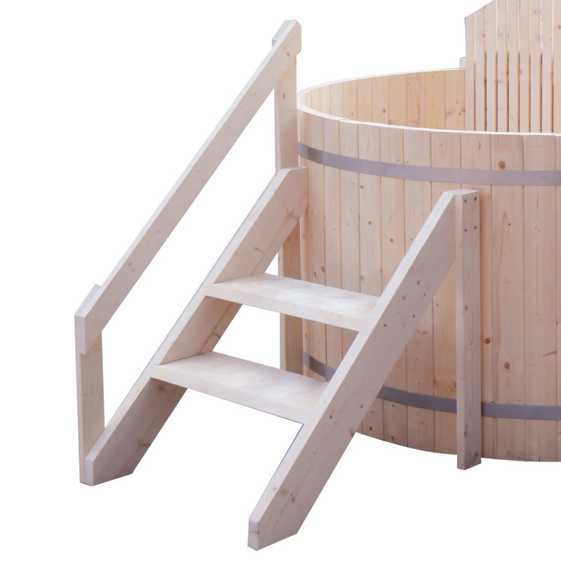 Round Pine Wood-Fired Hot Tub and Ice Bath with Internal Stove