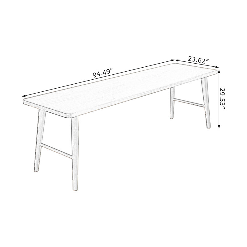 Bureau rectangulaire brun en bois massif, 29.53" H x 94.49" W x 23.62" D