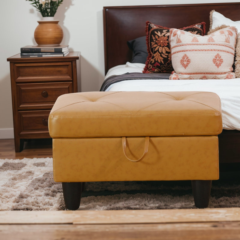 Storage Ottoman Bench Storage Chest for Sofa Couch Bedroom End of Bed Living Room, Ginger