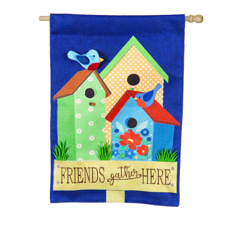 Mélange de polyester 2 côtés 44 x 28 po nichoir gathering drapeau maison