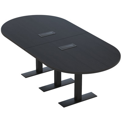 Table de conférence en forme de Rac Rac avec base en T en métal | Unité électrique