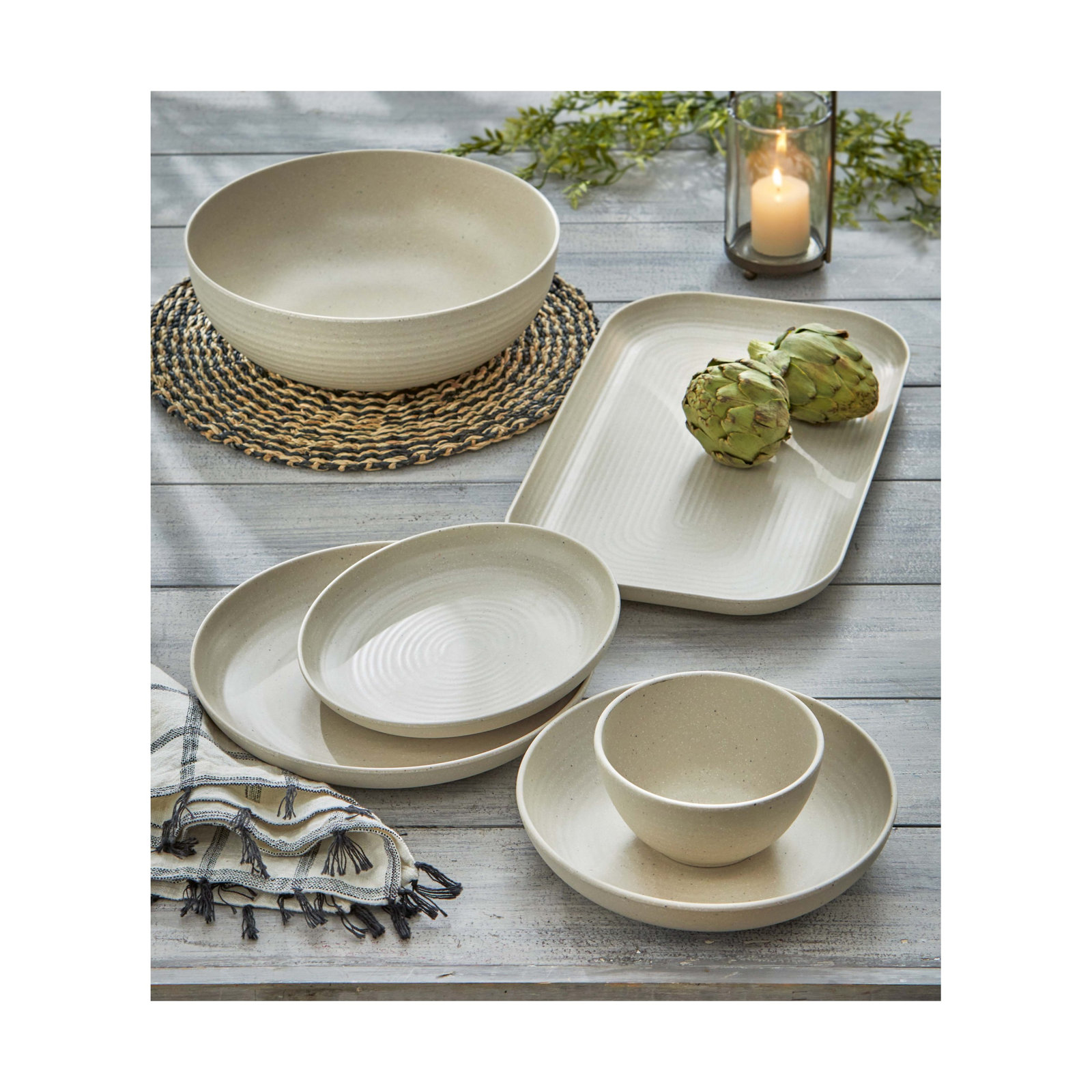Brooklyn Melamine Dinner Plate, Cream