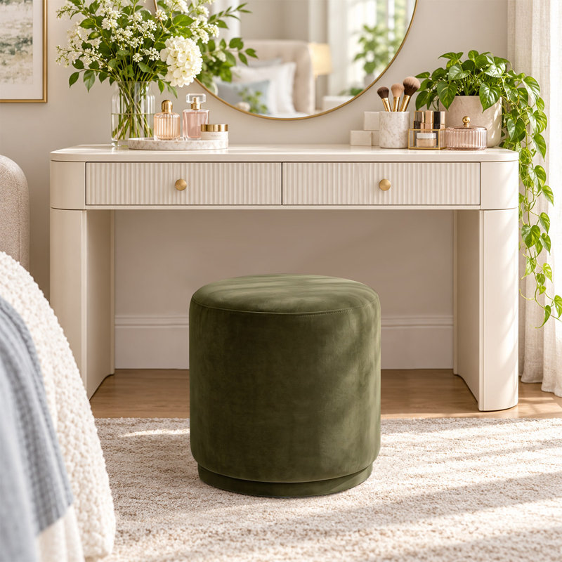 Tabouret de coiffeuse pivotant rond de 47 cm (18,5 po) recouvert de velours, Green