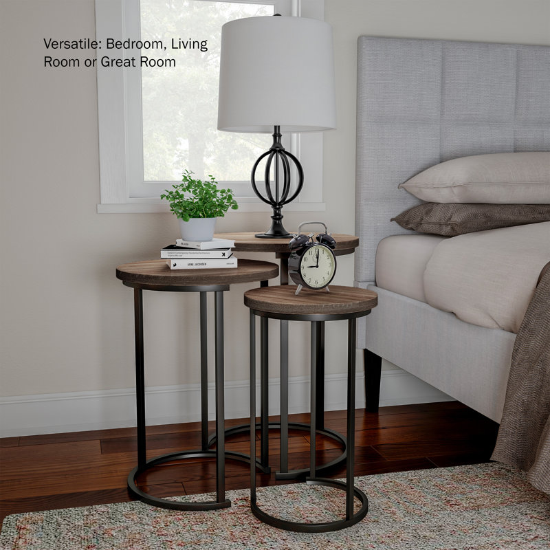 Laib Round Nesting Side Tables, Set of 3, Light Oakwood