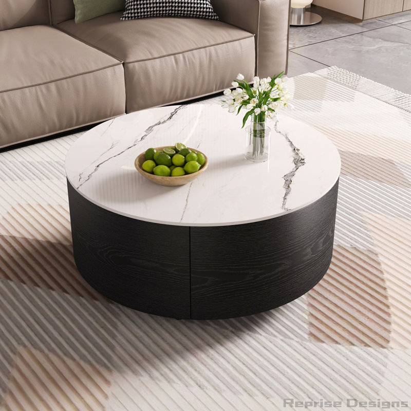 Table basse ronde et mobile avec roulettes