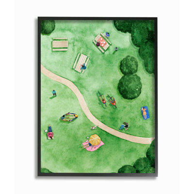 " Aerial Park Fun Watercolor Summer Friends Painting " by Grace Pop